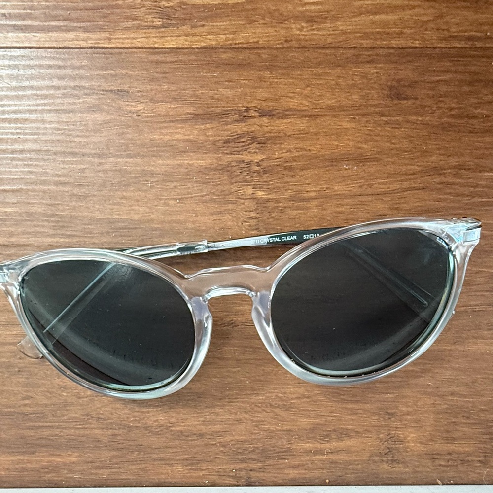 Cole Haan Polarized Keyhole Sunglasses CH7023 Crystal Clear Metal Retro Summer
